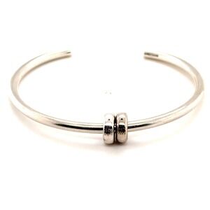 Trollbeads Sterling Silver Bangle Bracelet with 2 Stopper Beads 925 LAA
